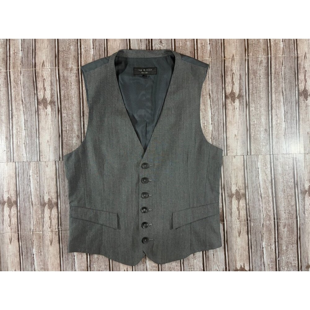 Rag & Bone Linen Cotton Blend Vest Waistcoat Grey Size 40 / M USA Made NWOT
